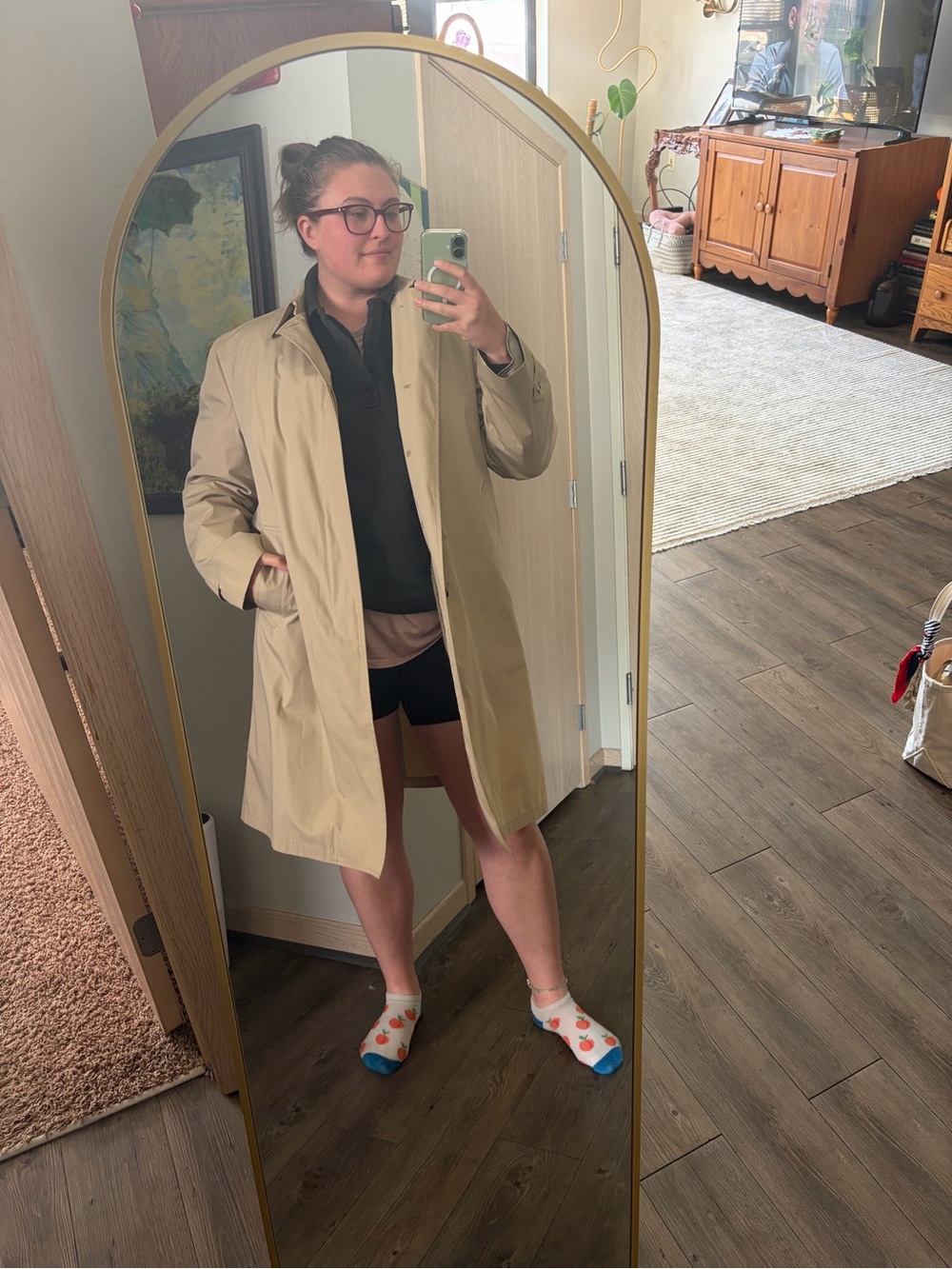 London Fog Beige Trench Coat with Shearling Trim